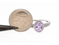 14k White Gold Pretty Pale Amethyst And Diamond Halo Ring, Size 6.5