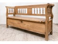 Country Pine Carved Bench With Storage