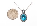 Sterling Silver Lovely Light And Medium Blue Topaz Pave Cluster Pendant With Chain