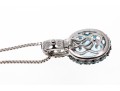 Sterling Silver Lovely Light And Medium Blue Topaz Pave Cluster Pendant With Chain