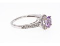 14k White Gold Pretty Pale Amethyst And Diamond Halo Ring, Size 6.5