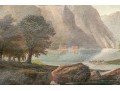 Antique Oil On Canvas Painting, Mountainous Valley Landscape