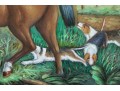 Signed Gilt Framed Oil On Panel, Hunter And Hounds