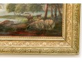 Antique Oil On Canvas Painting, Mountainous Valley Landscape
