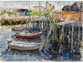 William L. Drake (1929-2019) Watercolor On Paper Boat Yard Scene