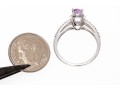 14k White Gold Pretty Pale Amethyst And Diamond Halo Ring, Size 6.5