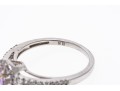 14k White Gold Pretty Pale Amethyst And Diamond Halo Ring, Size 6.5