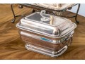 English Silver Plated Lot With Pair Of Chafing Dishes On Stand Along With A Lidded Tureen