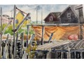 William L. Drake (1929-2019) Watercolor On Paper Boat Yard Scene