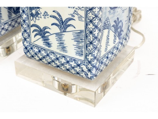 Asian Ceramic Canister Table Lamps