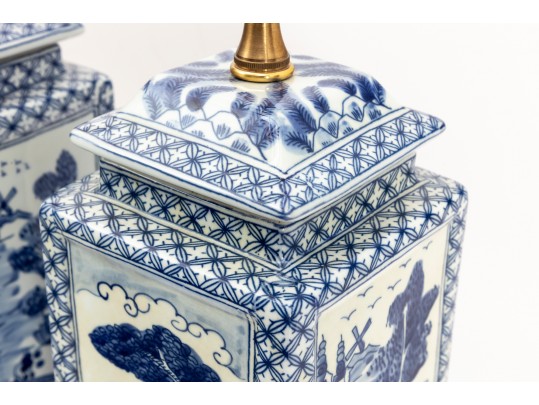 Asian Ceramic Canister Table Lamps