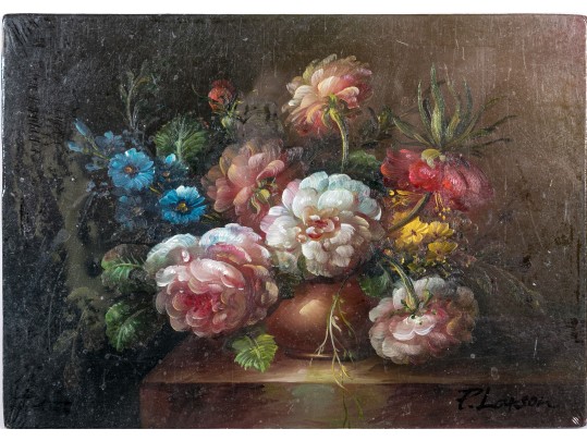 Signed Oil On Board Floral Still Life