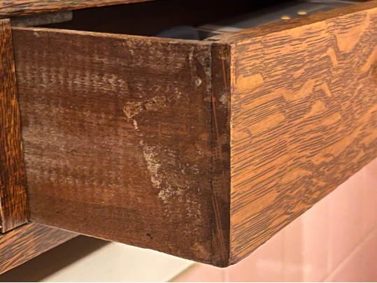 A Late 19th Century American Dark Patinated Oak Wall Mounted Medicine Cabinet