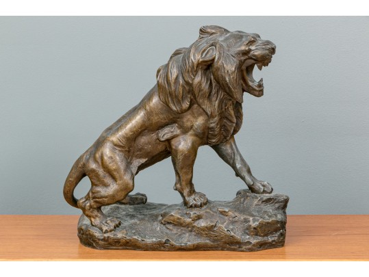Vintage Cast Brass Lion Figure