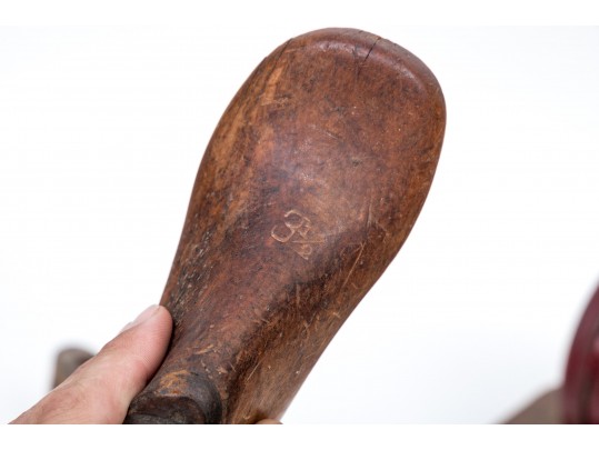 Collection Of Antique Wooden Shoe Maker's Molds And An Antique Coffee Grinder