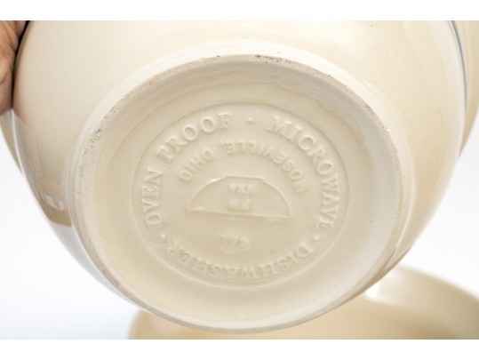 Three Vintage American Glazed Ceramic Mixing Bowls 