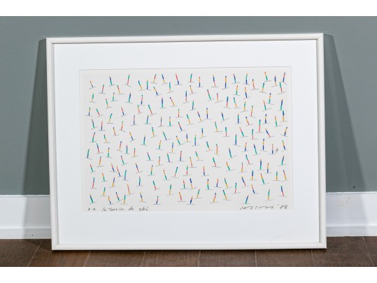 Signed Color Lithograph, Ski Run