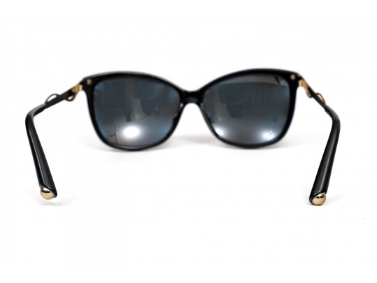Prescription Dior Black Acrylic And Gold Metallic Sunglasses, Charcoal Lenses
