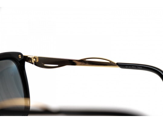 Prescription Dior Black Acrylic And Gold Metallic Sunglasses, Charcoal Lenses