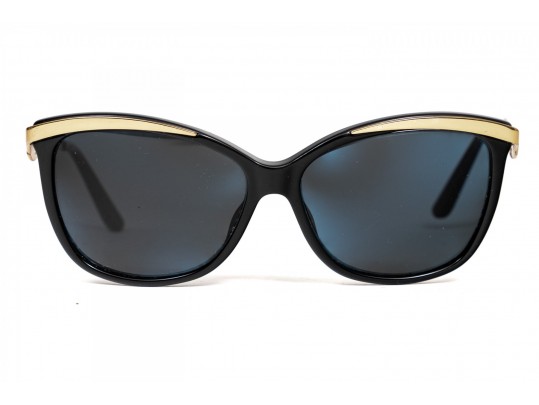 Prescription Dior Black Acrylic And Gold Metallic Sunglasses, Charcoal Lenses