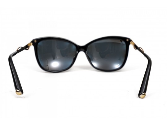 Prescription Dior Black Acrylic And Gold Metallic Sunglasses, Charcoal Lenses