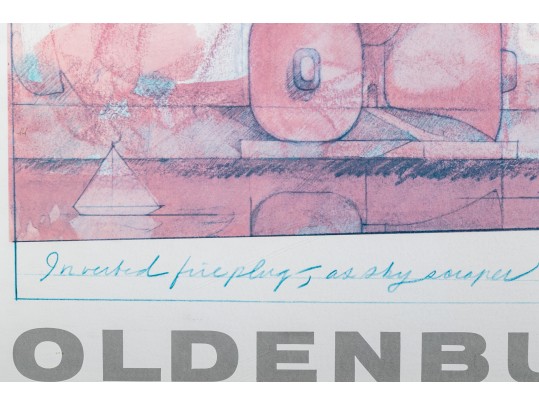 Oldenburg Chicago Show 1969 Offset Lithograph Poster: Inverted Fireplug As Skyscraper