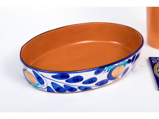 Group Of Three Colorful Italian Glazed Ceramic Pieces