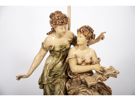 Antique Enameled Sculpture After Moreau Once Electrified