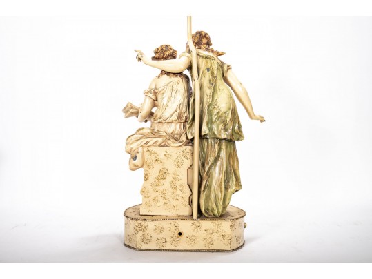 Antique Enameled Sculpture After Moreau Once Electrified