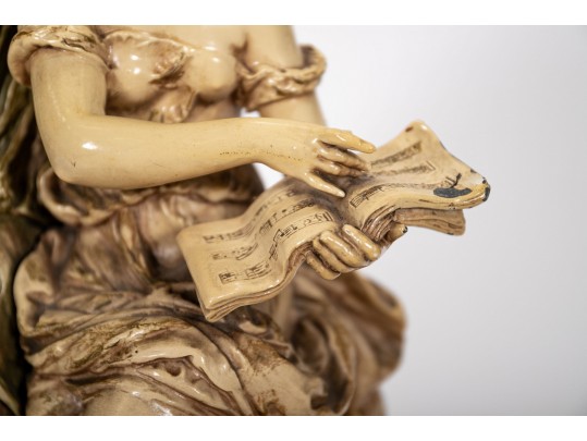 Antique Enameled Sculpture After Moreau Once Electrified