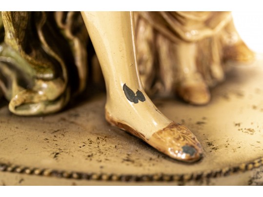 Antique Enameled Sculpture After Moreau Once Electrified