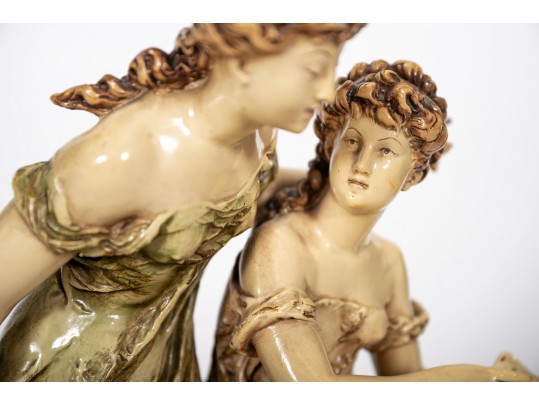 Antique Enameled Sculpture After Moreau Once Electrified