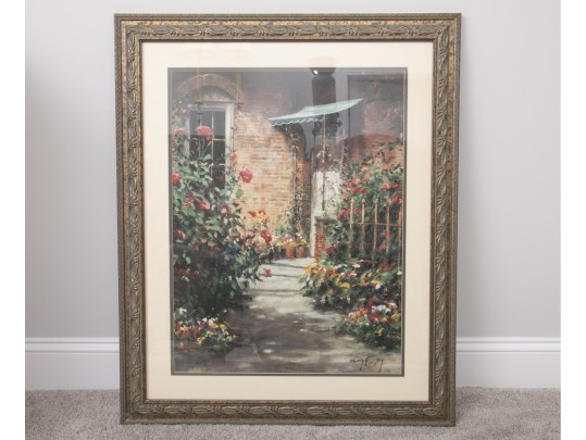 Donny Finley (American, B. 1951) Signed Print, Flowering Yard Of A Brick House