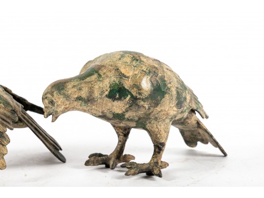 Pair Of Iron Dove Figures