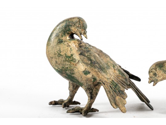 Pair Of Iron Dove Figures