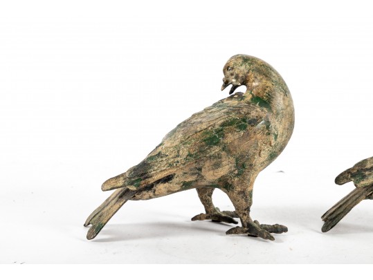 Pair Of Iron Dove Figures