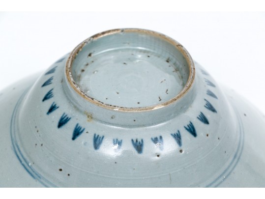 Two Chinese Blue And White Ring Base Porcelain Bowls 