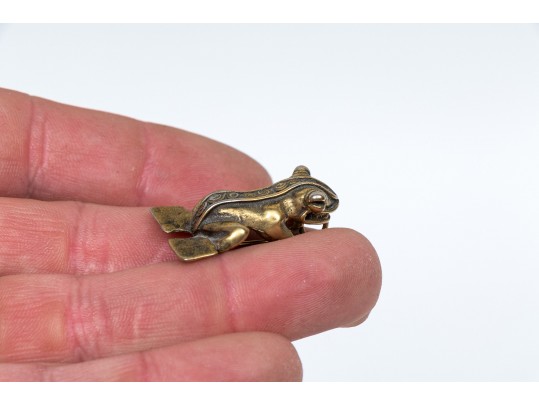 Collection Of Four Charming Frog Form Pins With Silver