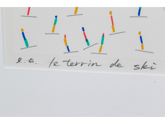 Signed Color Lithograph, Ski Run