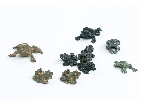 Collection Of Seven Metal Frog Figures