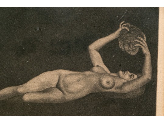 G. Livingston Woolley (Am., 1893-1970) Mid Century Etching, Female Nude With A Mask