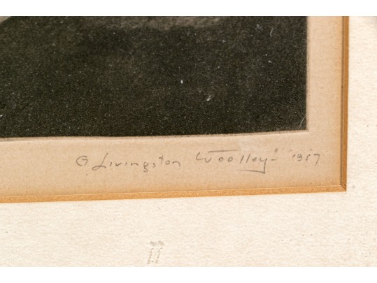 G. Livingston Woolley (Am., 1893-1970) Mid Century Etching, Female Nude With A Mask