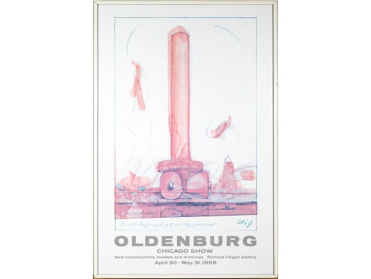 Oldenburg Chicago Show 1969 Offset Lithograph Poster: Inverted Fireplug As Skyscraper