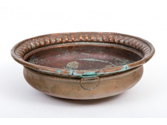 An Antique Copper And A Wooden Bowl