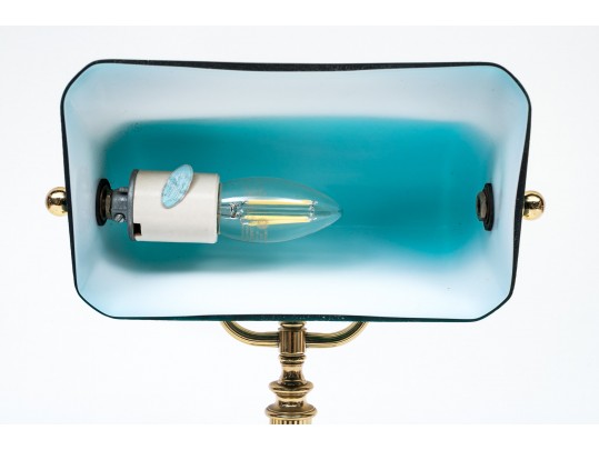 Vintage Banker's Lamp With Green Shade