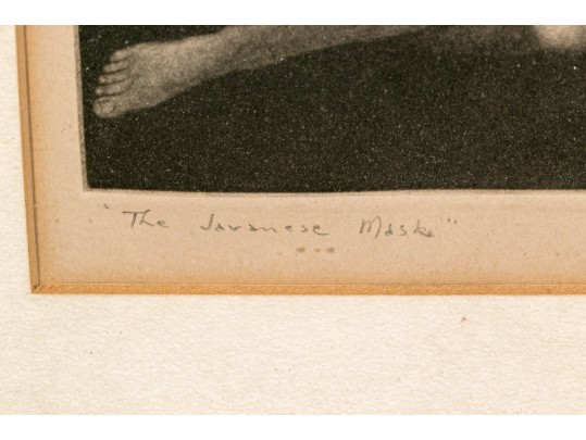 G. Livingston Woolley (Am., 1893-1970) Mid Century Etching, Female Nude With A Mask