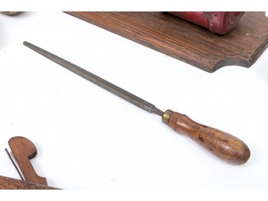 Collection Of Antique Wooden Shoe Maker's Molds And An Antique Coffee Grinder