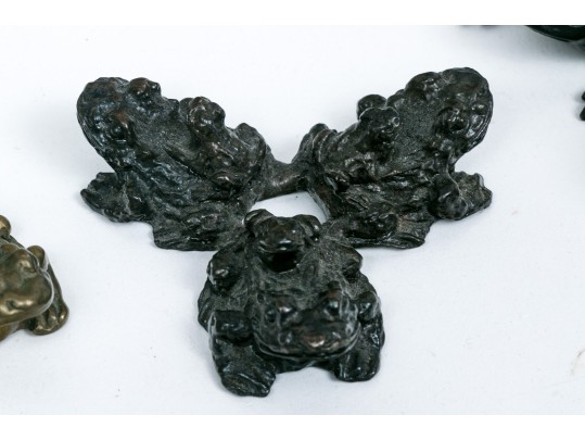 Collection Of Seven Metal Frog Figures