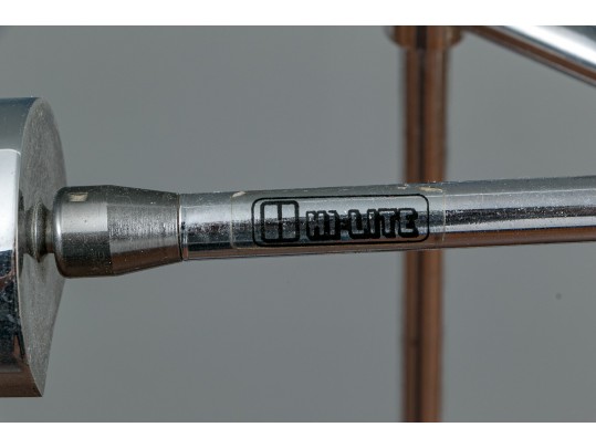 Pair Of Modernist Style Chrome Tone Metal Floor Lamps By Hi Lite