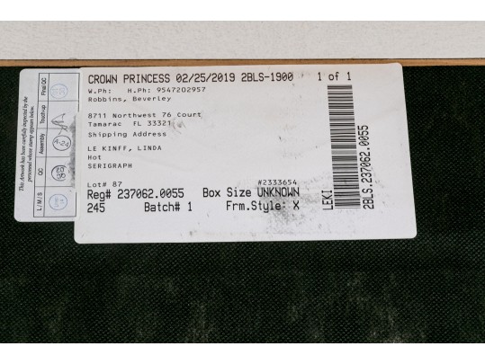 Linda Le Kniff (Brazil/France, B.1949) Large Ltd. Ed. Serigraph, Tall Beauty